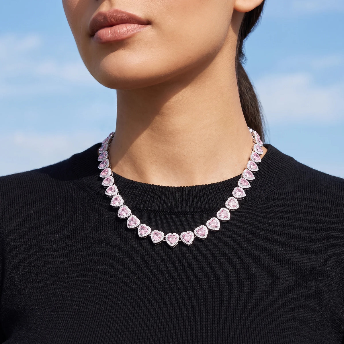 KAELYS · Set Pétale - Collar y Pulsera de Corazones Rosa
