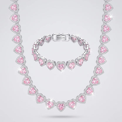 KAELYS · Set Pétale - Collar y Pulsera de Corazones Rosa